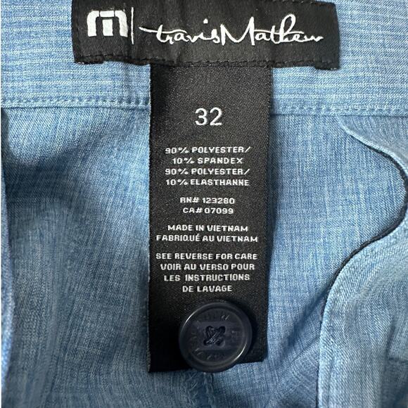 Travis Mathew Golf Shorts Mens 32 Blue Stretch Flat Front Performance Pockets - Picture 4 of 7